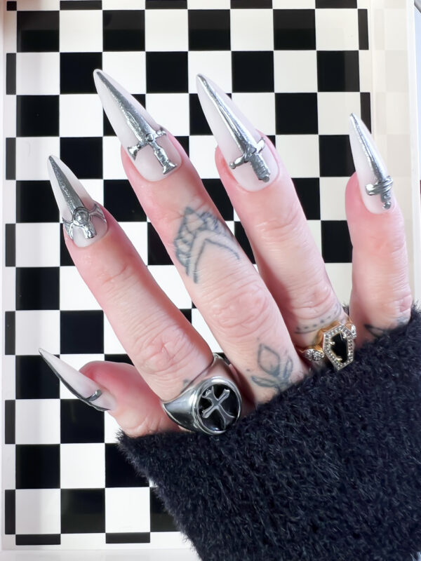 sword dagger nails, press on nails, goth nails, alternative alt