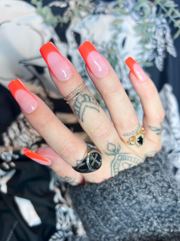 neon orange press on nails french manicure soul of stevie false nails