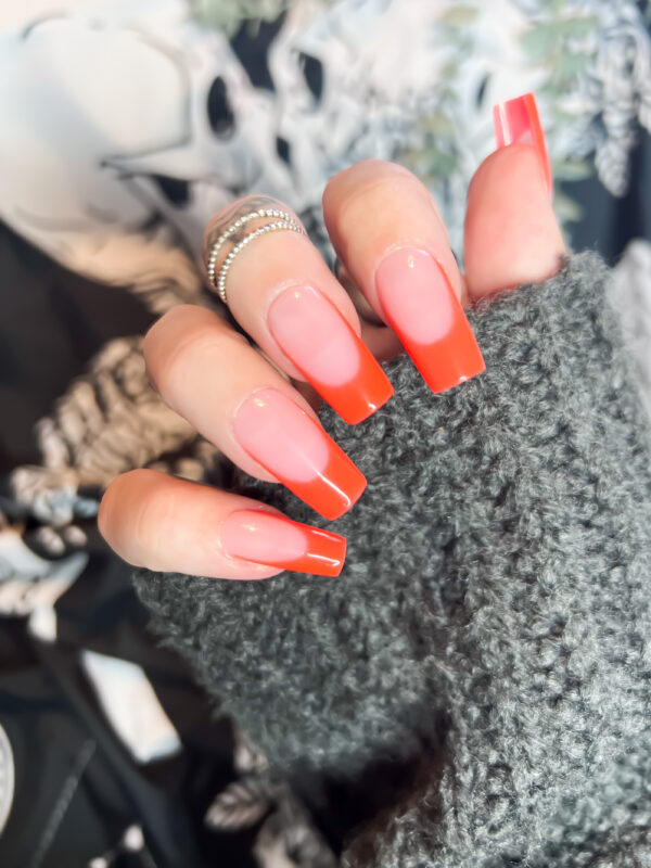 neon orange press on nails french manicure soul of stevie false nails