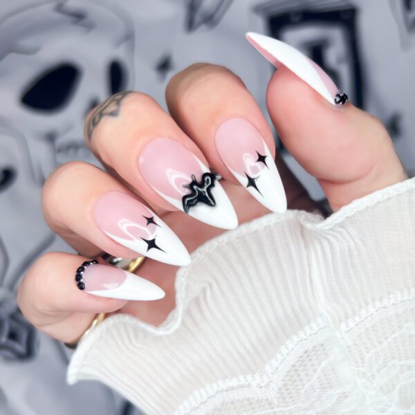 3D bats french manicure goth press on nails soul of stevie