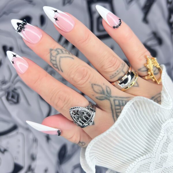 3D bats french manicure goth press on nails soul of stevie