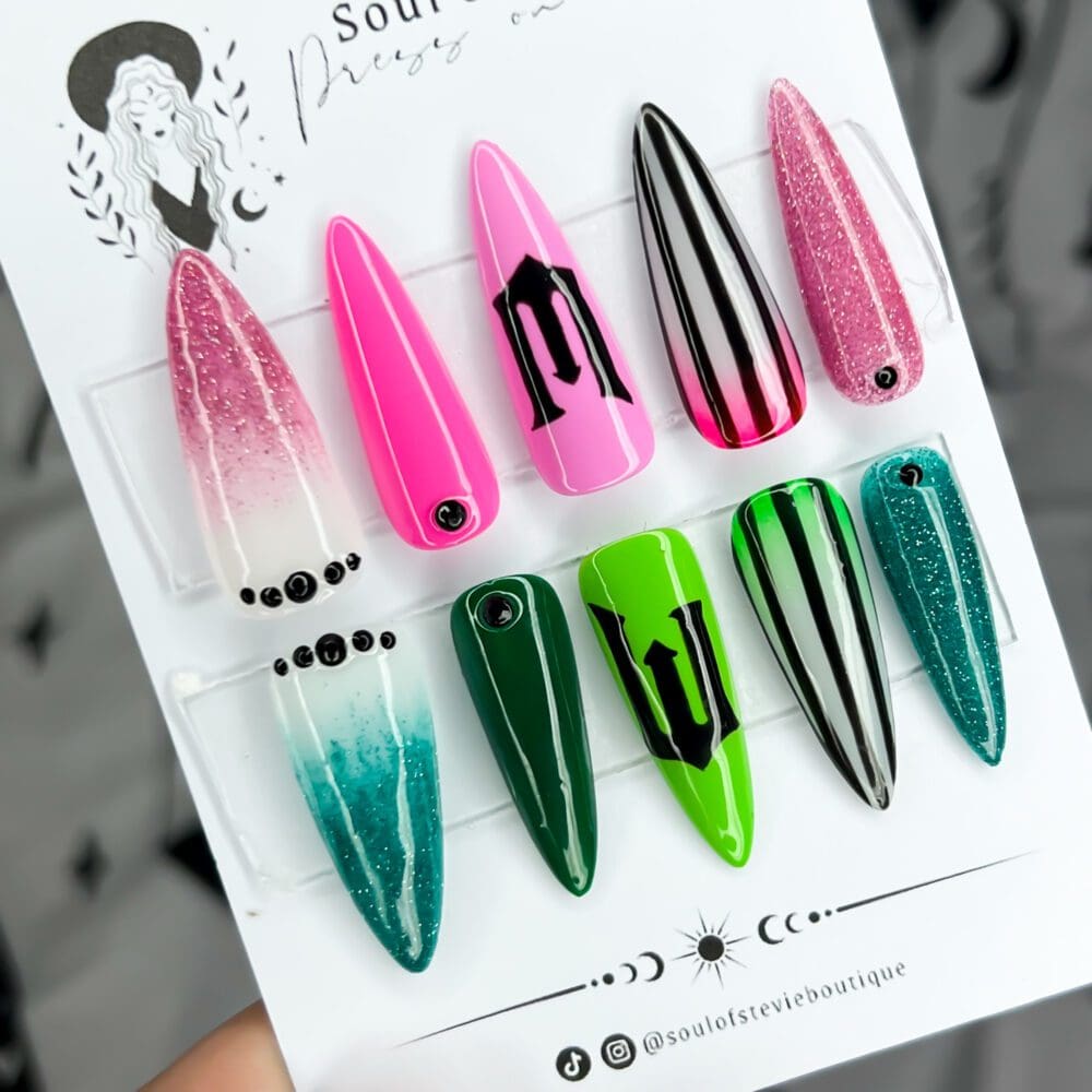 Wicked Glinda & Elphaba | Custom Press On Nails