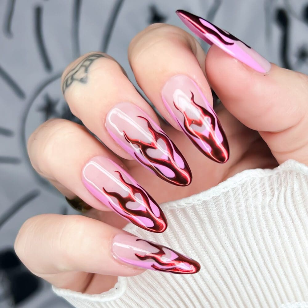 Heart In Flames | Custom Press On Nails