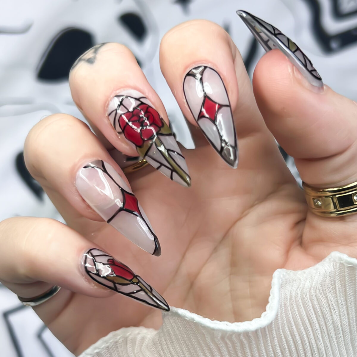rose-stained-glass-nails-soul-of-stevie-alternative-goth-witchy-nails (1)